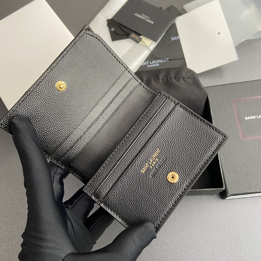 Saint Laurent 五金 MATELASSE短款粒面壓印皮革卡包