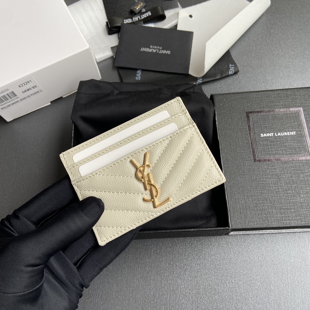 Saint Laurent 五金 MATELASSE粒面壓印皮革卡包
