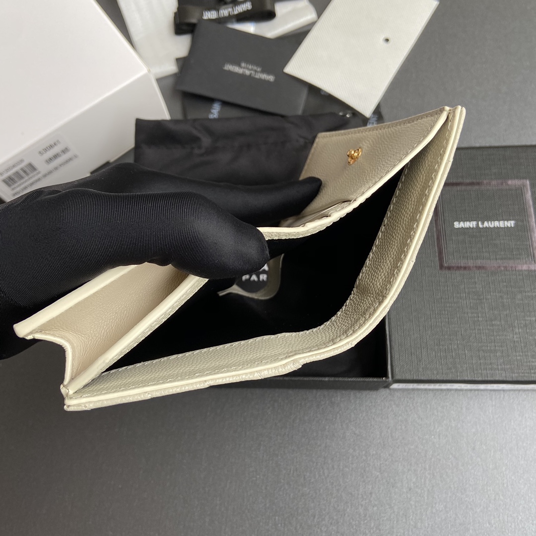 Saint Laurent 五金 MATELASSE短款粒面壓印皮革卡包
