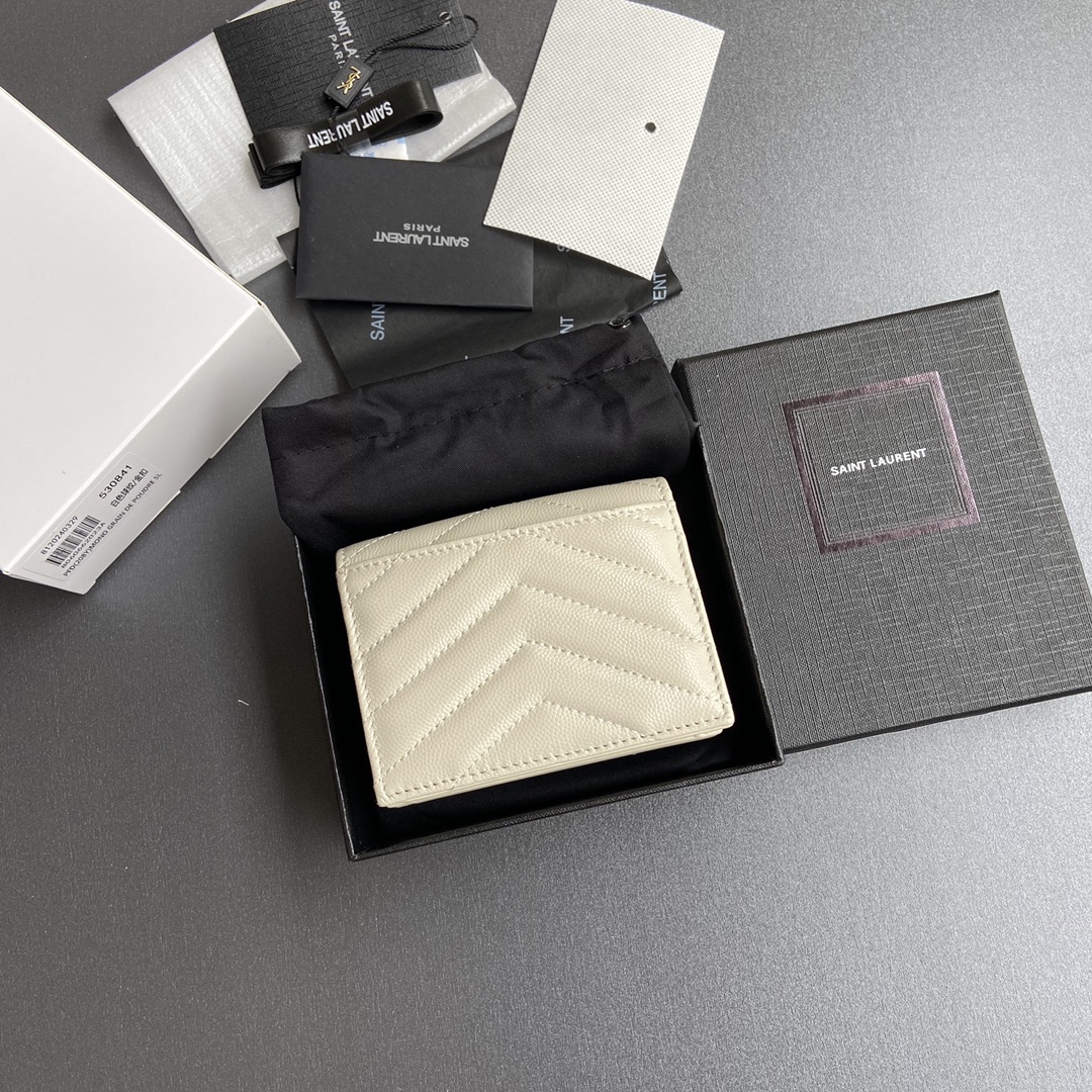 Saint Laurent 五金 MATELASSE短款粒面壓印皮革卡包