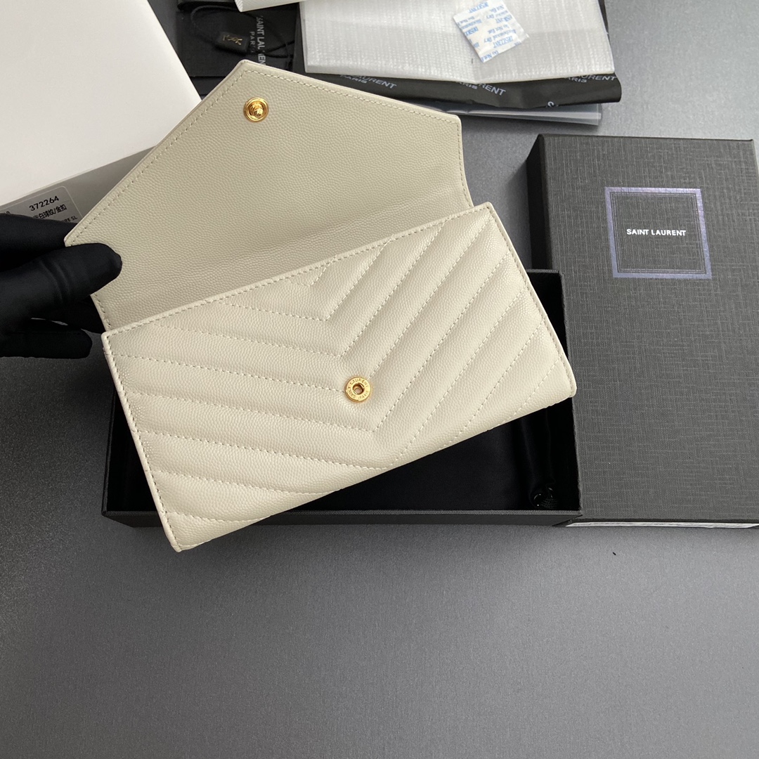 Saint Laurent 五金 MATELASSE翻盖粒面压印皮革钱包