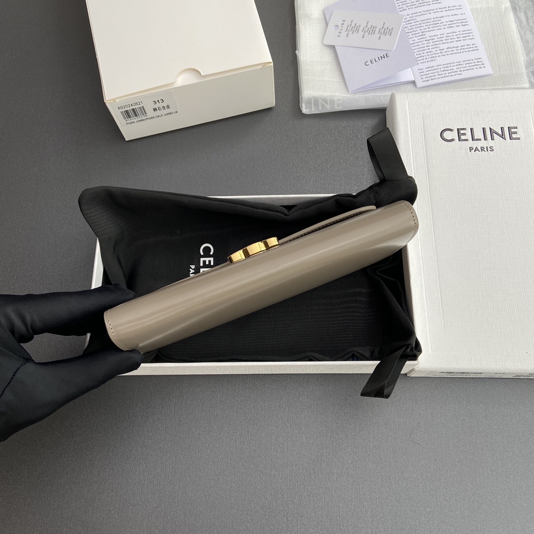 Celine 纯钢五金 TRIOMPHE亮泽牛皮革钱包/2024小赛