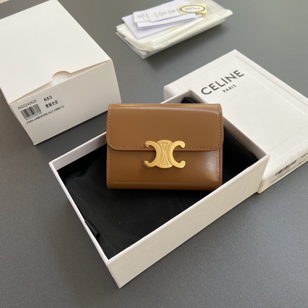 NO:181616,【Excellent pure steel hardware original leather】TRIOMPHE shiny leather short wallet/Xiaosai 4 card gravel 2 patch pockets 1 cash compartment 1 removable zipper card bag with snaps No.: 10l653DS3.04LU652 653 Bronze full leather Size: w9.5×h7.5×3cm, Celine wallet, celine, wallets19860909【特级纯钢五金原厂皮】TRIOMPHE亮泽皮皮革短款钱包/小赛 4个卡糟 2个贴袋 1个现金隔层 1个可拆卸拉链卡包,配按扣 编号:10l653DS3.04LU652 653 青銅全皮 尺寸:w9.5×h7.5×3cm,赛琳钱包,celine,wallets,Bag