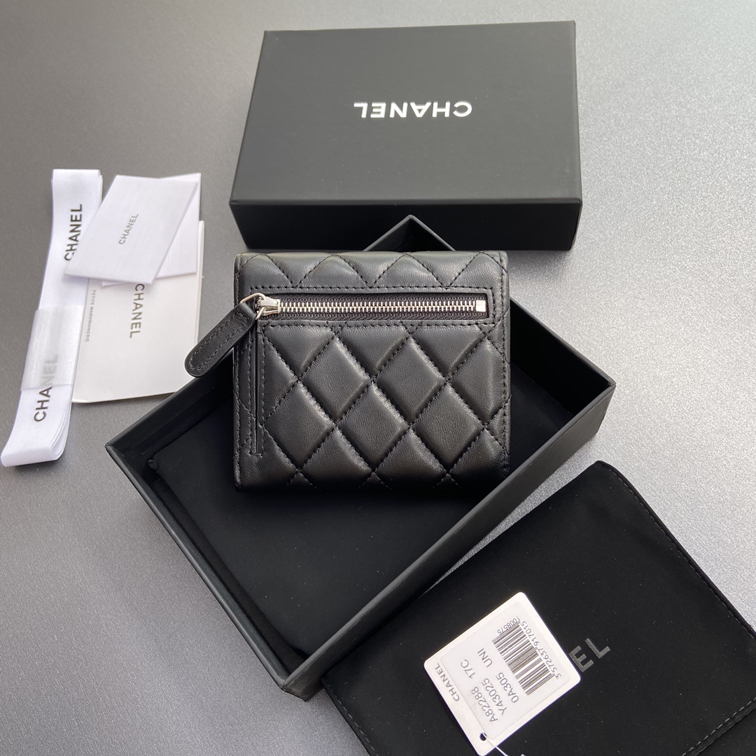 [Chanel Wallets][Italian imported leather]Special black sheep leatherSil