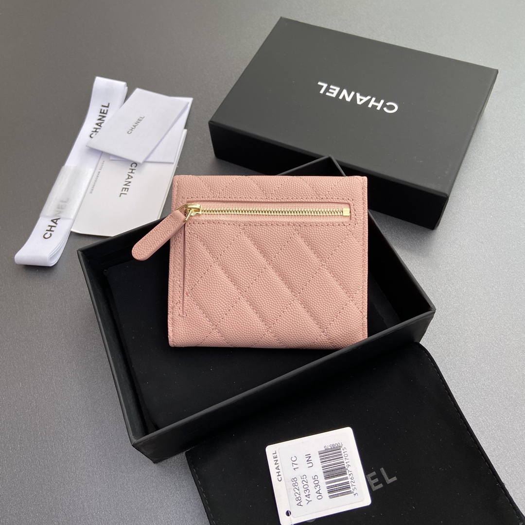 [Chanel Wallets][Italian imported leather]Special pink fine ball grain embo