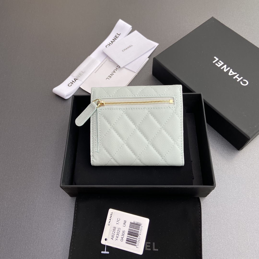 [Chanel Wallets][Italian imported leather]Special light blue fine ball grai