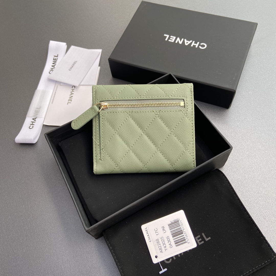 [Chanel Wallets][Italian imported leather]Special Greek green fine ball gra