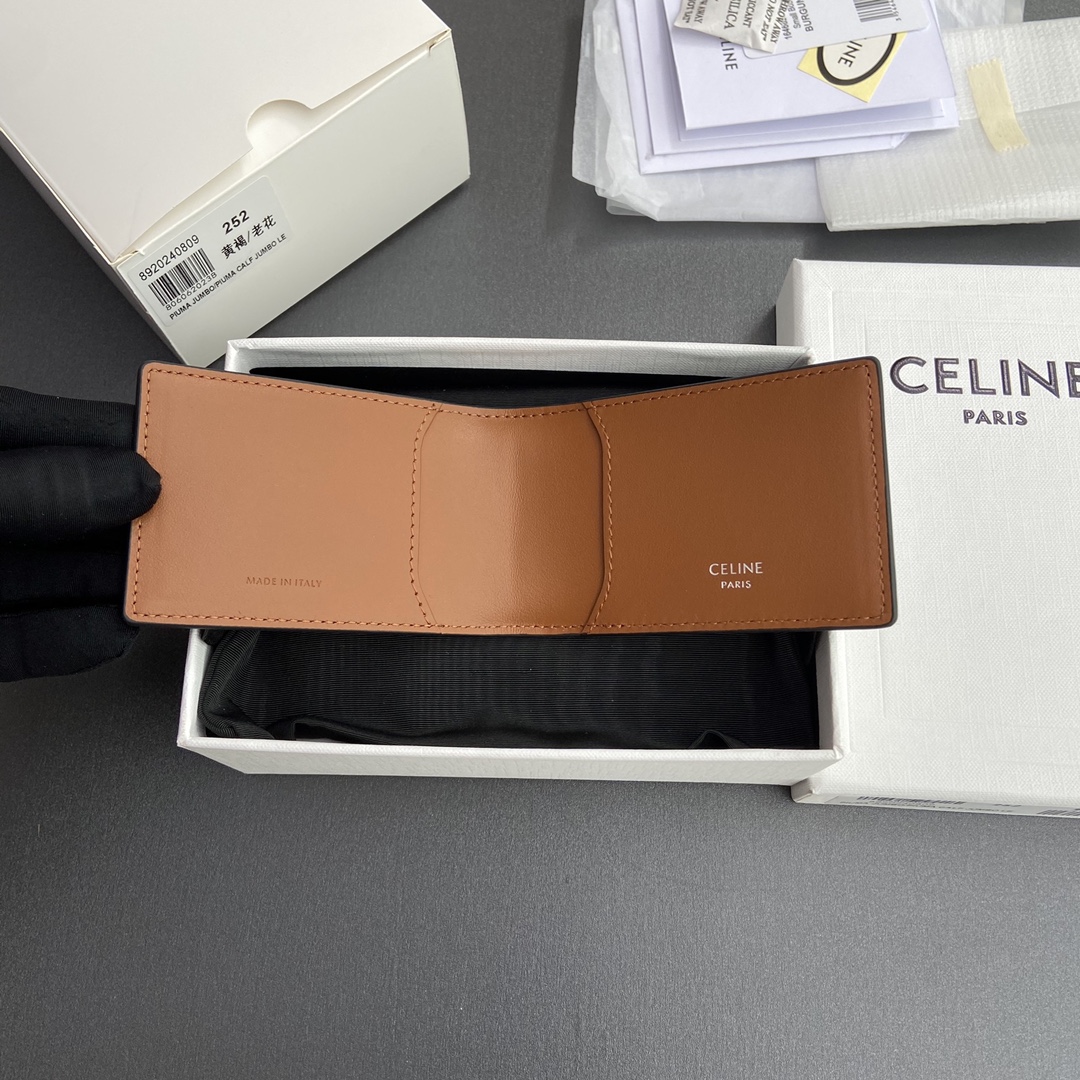 Celine TRIOMPHE标志印花橫款卡包/進口牛皮革包邊/2024小赛