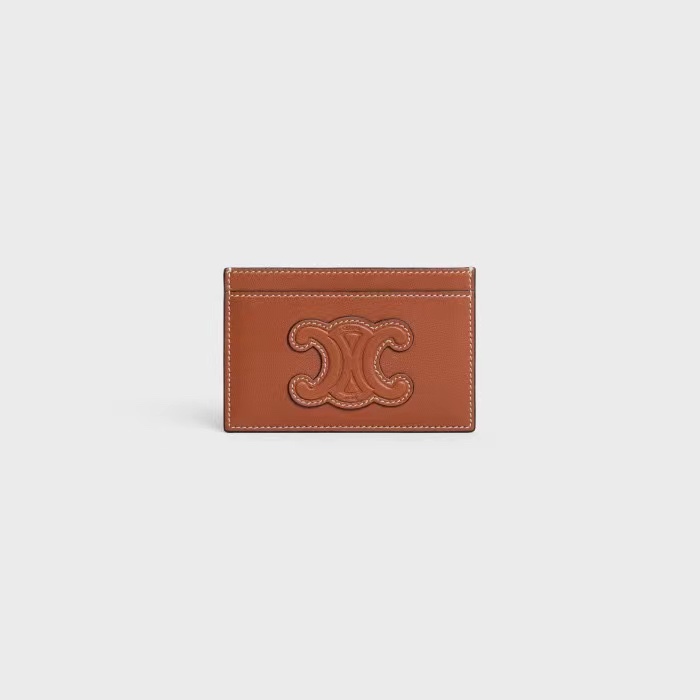 NO:671438,[Extra-grade pure steel hardware original leather] TRIOMPHE glossy sheep leather card holder/Xiaosai 2 card slots 1 flat pocket No.: 10B703EMJ.04LU 703 Tan full leather (sheepskin) Size: w11×h7.5×2cm, celine wallet, celine, wallets, sheepskin19860909【特级纯钢五金原厂皮】 TRIOMPHE亮泽羊皮革卡包/小赛 2個卡糟 1個扁平口袋 编号:10B703EMJ.04LU 703 黃褐全皮（羊皮） 尺寸:w11×h7.5×2cm,celine钱包,celine,wallets,sheepskin,欧美剧