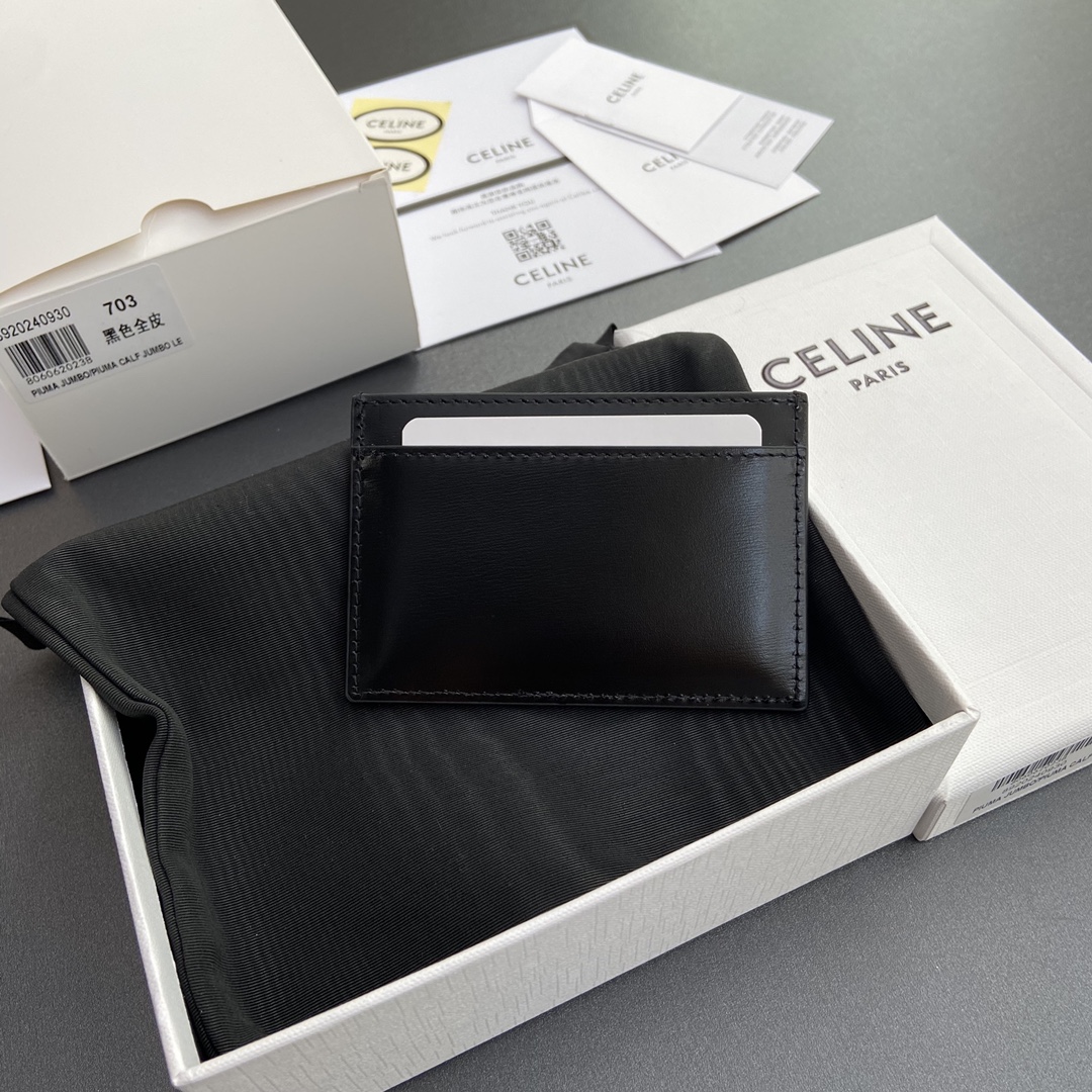 Celine 纯钢五金 ¥TRIOMPHE亮泽牛皮革卡包/2024小赛