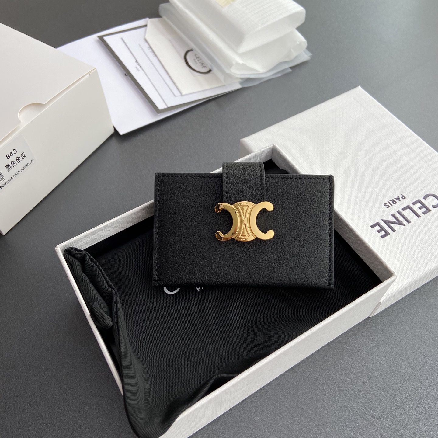 NO:214026,【Original leather of premium pure steel hardware】 ACCORDEON soft grain cowhide leather card bag/new cowhide gold-resistant TRIOMPHE metal texture snap buckle opening and closing 3 card gravel No.: 10N843GHH.38NO 842 843 Black full leather Size: w11×h7×d2.5cm, Celine wallet, celine, wallets, cowhide19860909【特级纯钢五金原厂皮】 ACCORDEON柔軟粒面牛皮革卡包/新款 牛皮革 金色飾耐 TRIOMPHE金屬質感按扣開合 3個卡糟 编号:10N843GHH.38NO 842 843 黑色全皮 尺寸:w11×h7×d2.5cm,赛琳钱包,celine,wallets,cowhide,Bag