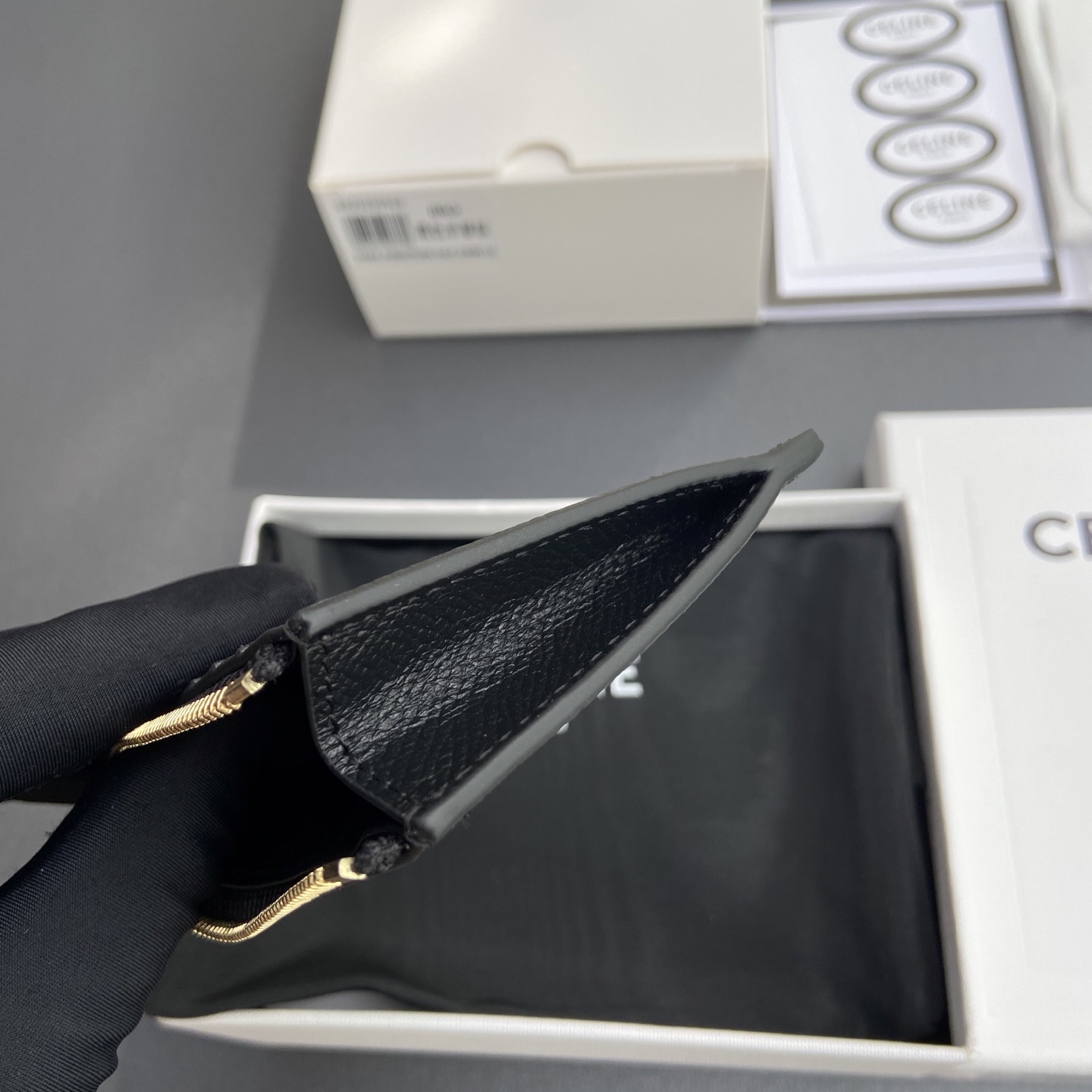 Celine Essentials Zip Card Holder in Black Grained Leather - Compact & Stylish 8 i1748938166817 6403 0 6