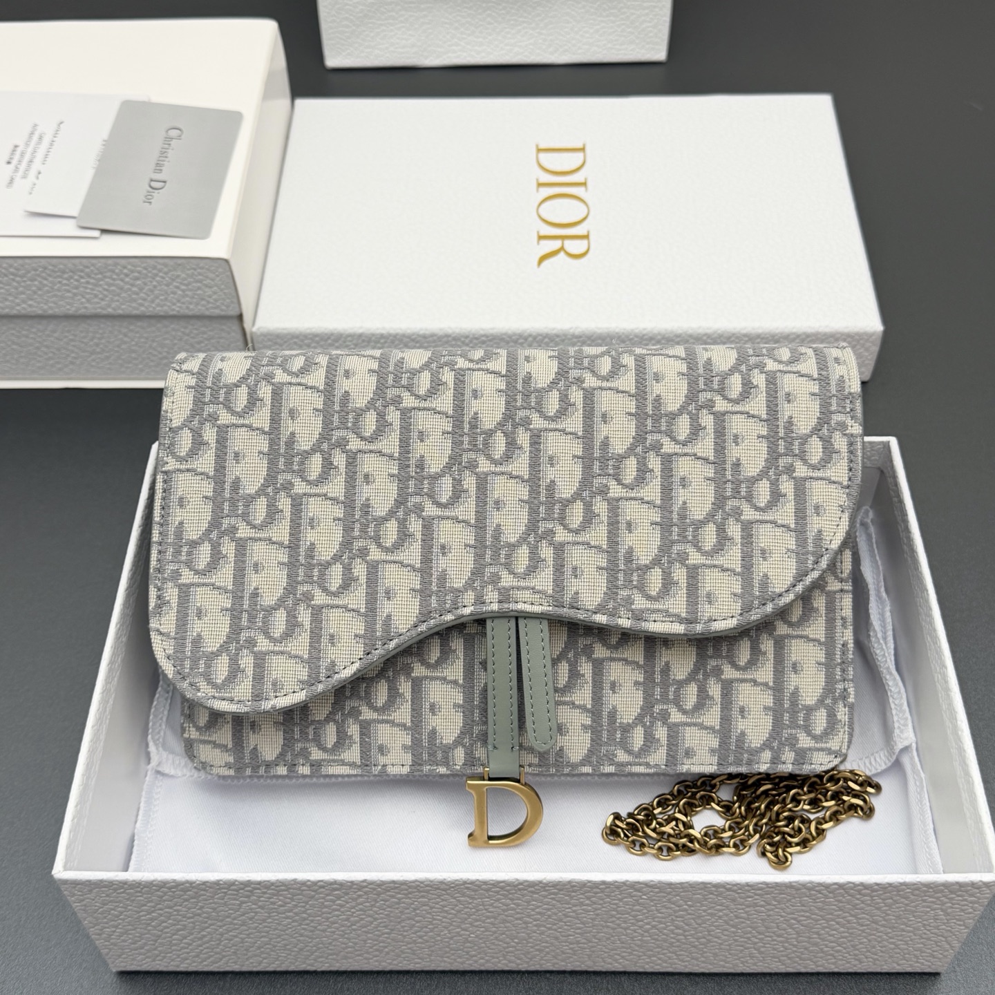 Dior 中号马鞍包链条包系列这款马鞍链条手袋线条流畅协调