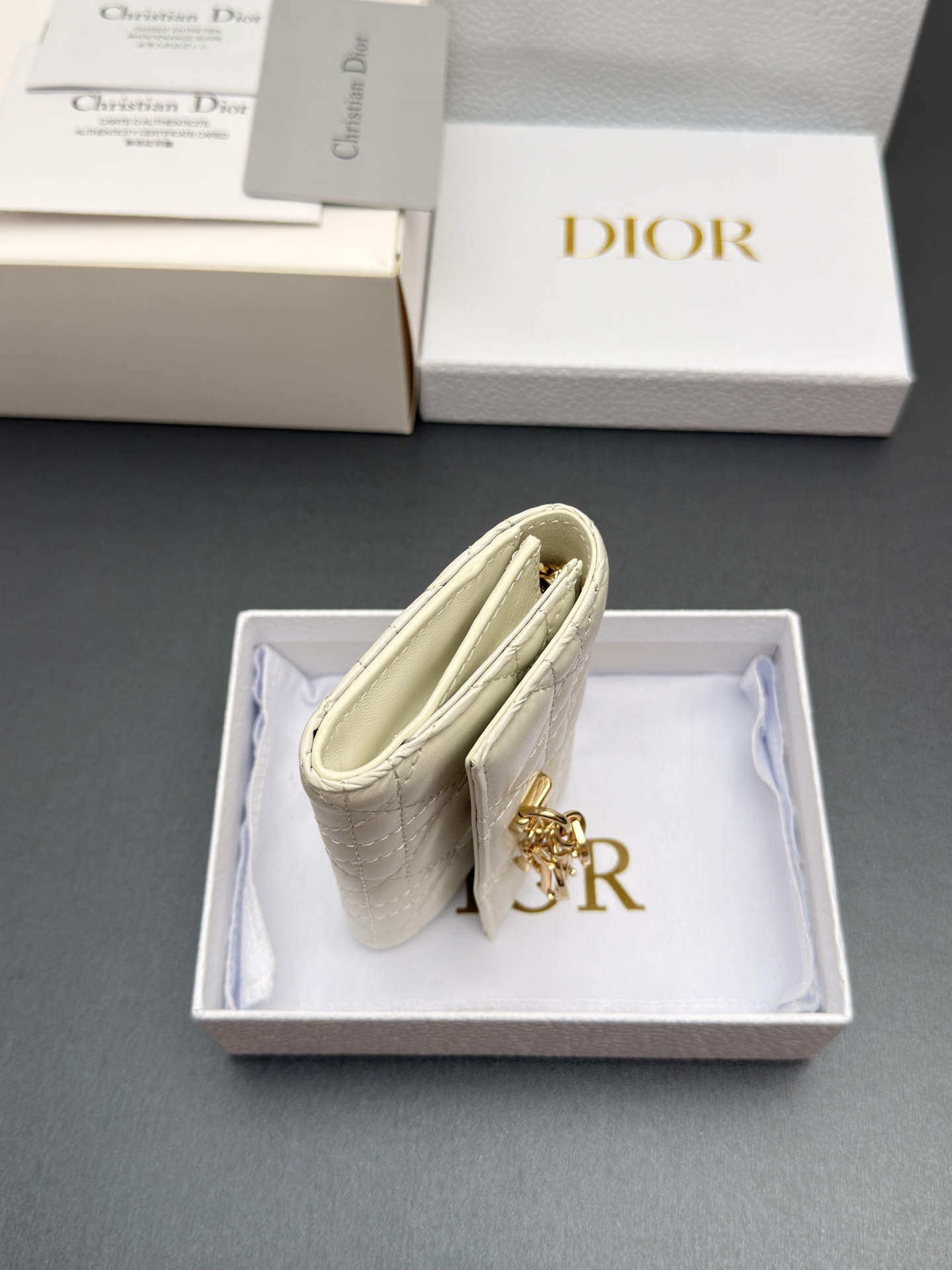 Dior Jolie Glycine钱包系列采用柔软羊皮革等材料精心制作 饰以藤格纹缉面线