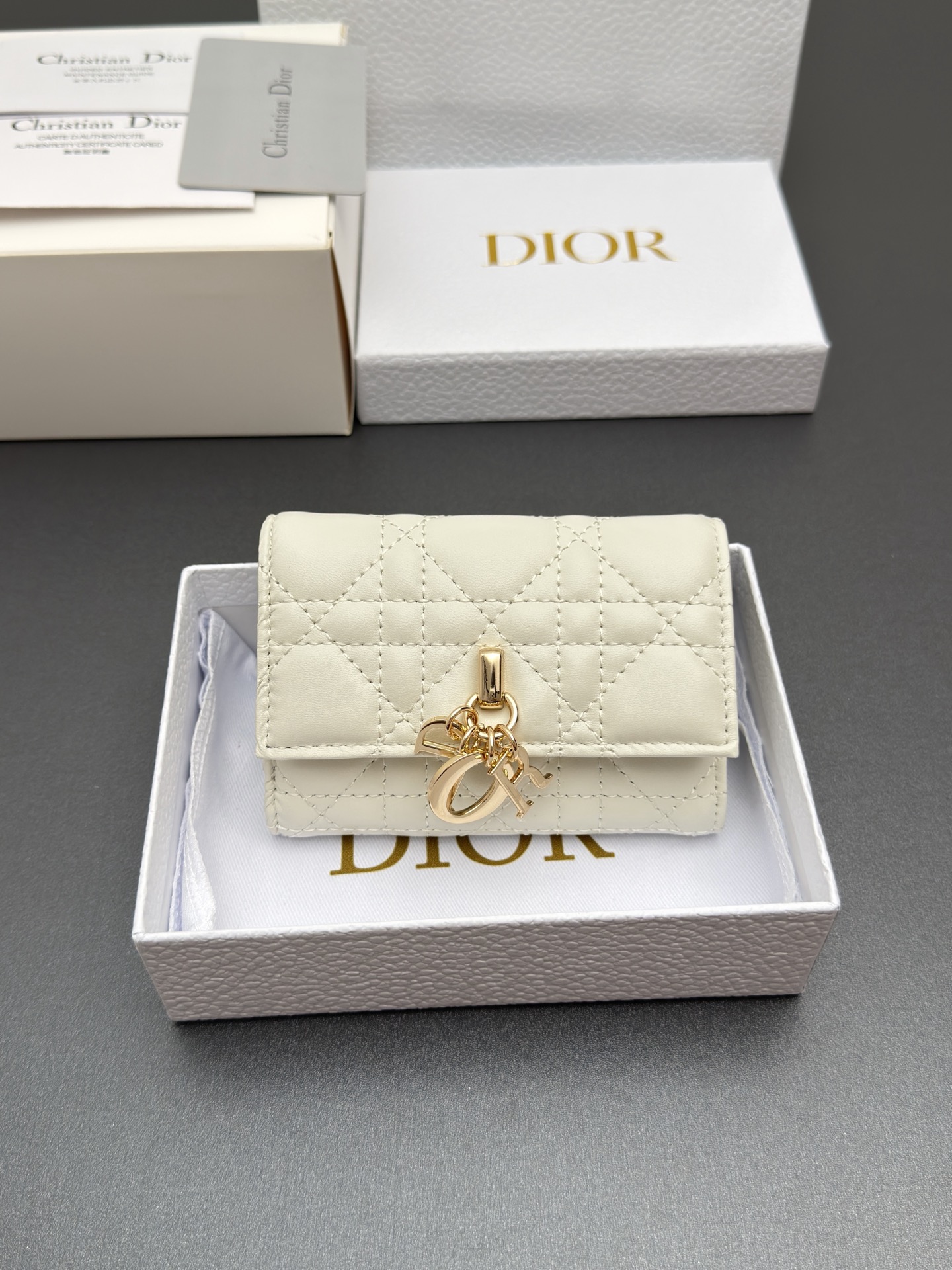 Dior Jolie Glycine钱包系列采用柔软羊皮革等材料精心制作 饰以藤格纹缉面线