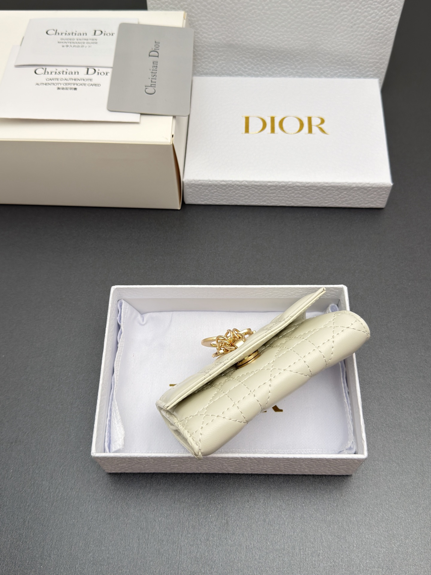 Dior Jolie Glycine钱包系列采用柔软羊皮革等材料精心制作 饰以藤格纹缉面线
