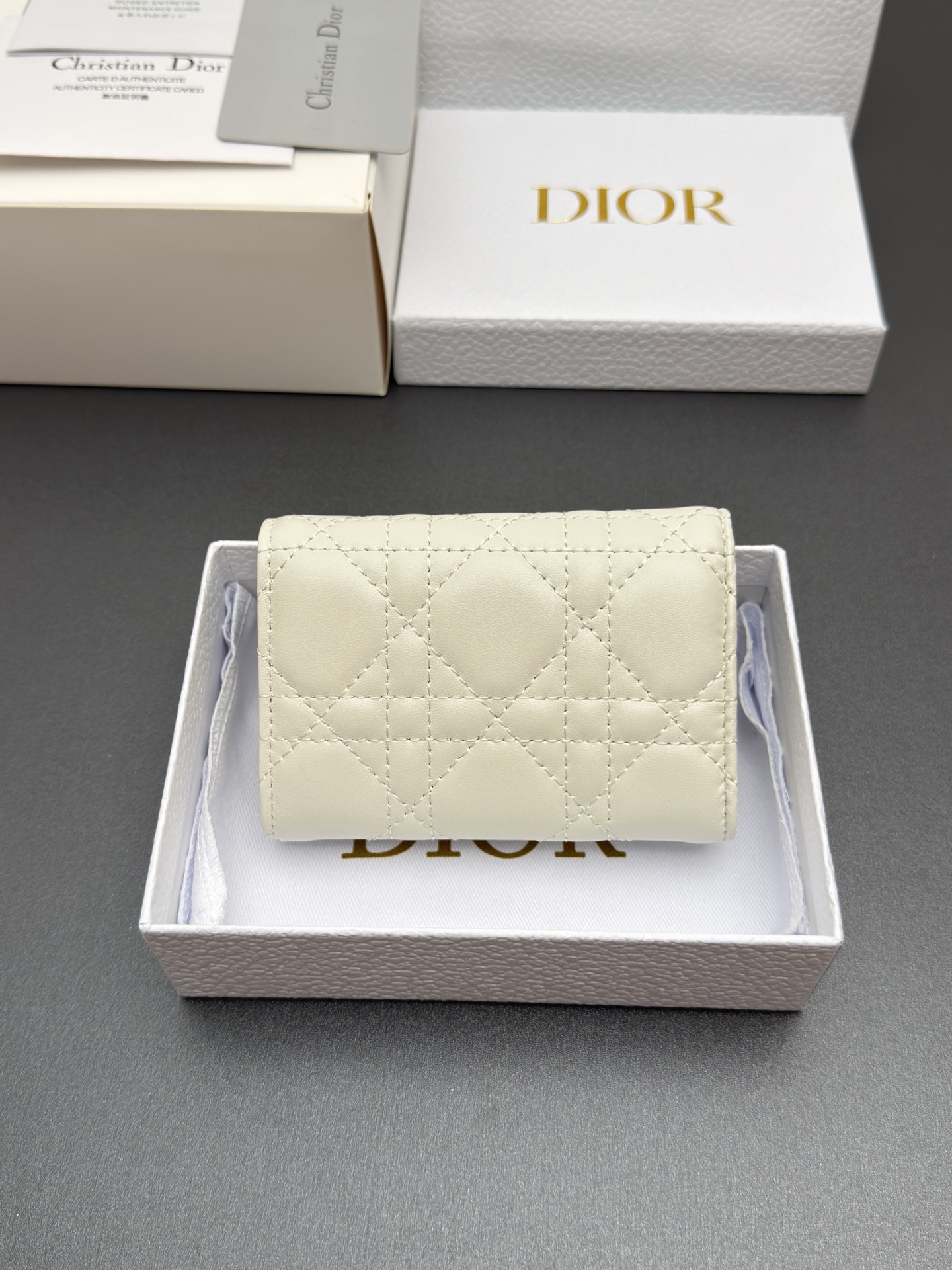 Dior Jolie Glycine钱包系列采用柔软羊皮革等材料精心制作 饰以藤格纹缉面线