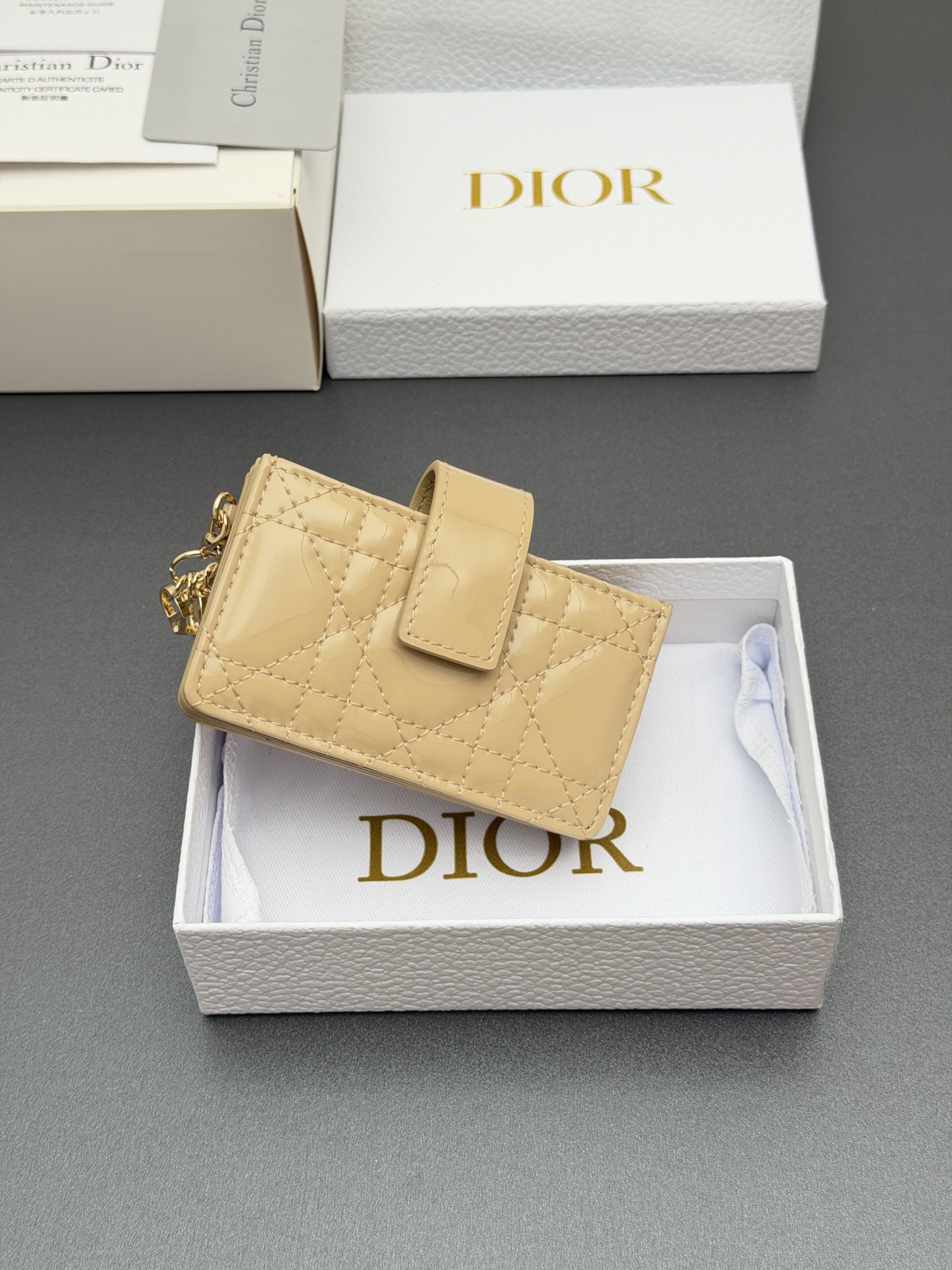 Dior Lady Jasmine卡夹系列这款卡夹设计精巧 空间宽敞 彩色漆皮牛皮革精心制作