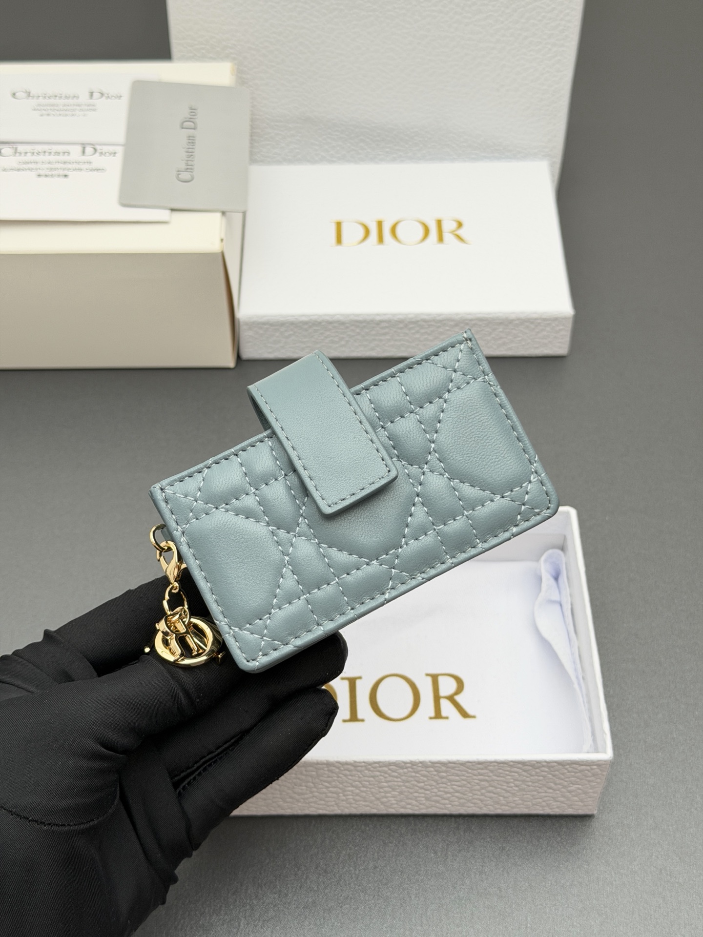 Dior Lady Jasmine卡夹系列这款卡夹设计精巧 空间宽敞 采用羊皮革精心制作