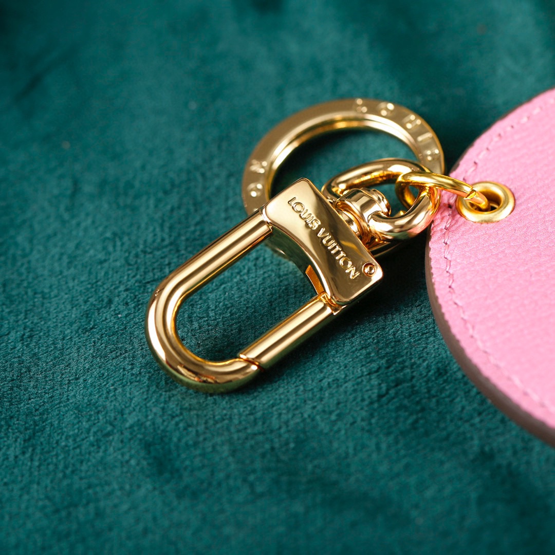 Pink dog keychain gold clasp