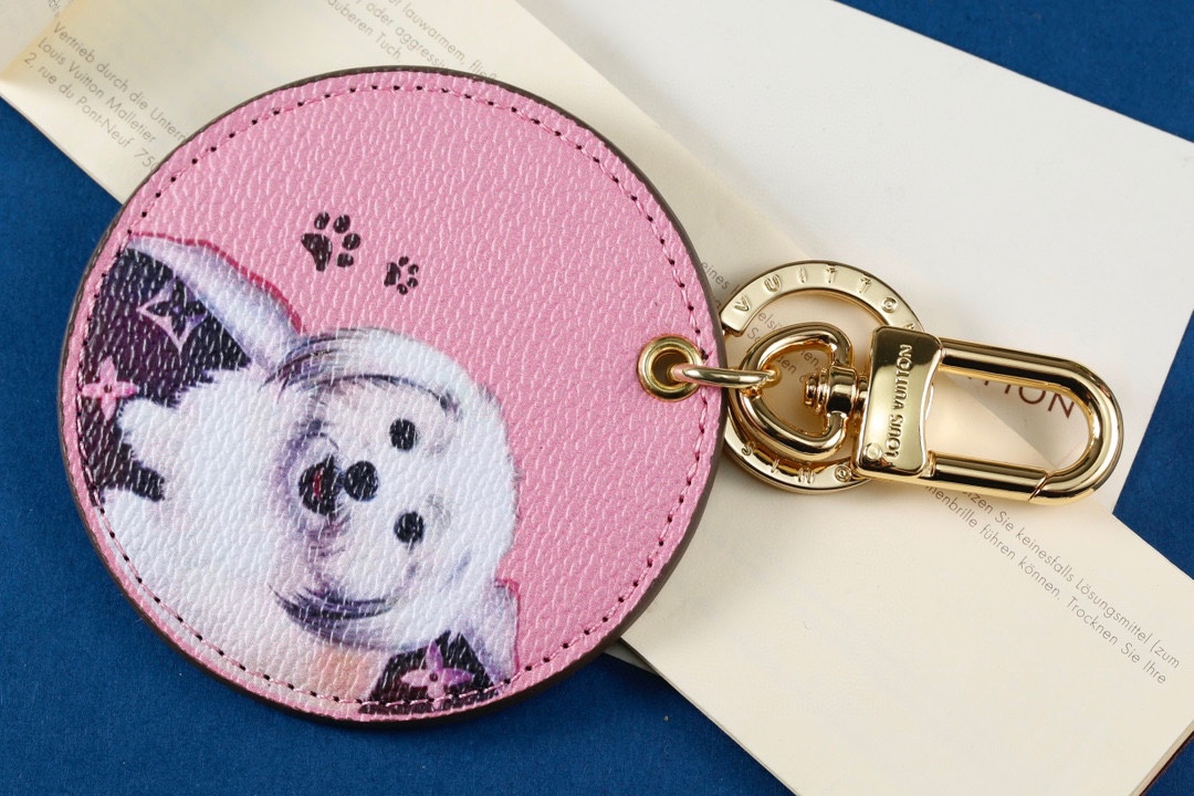 Pink dog keychain lifestyle