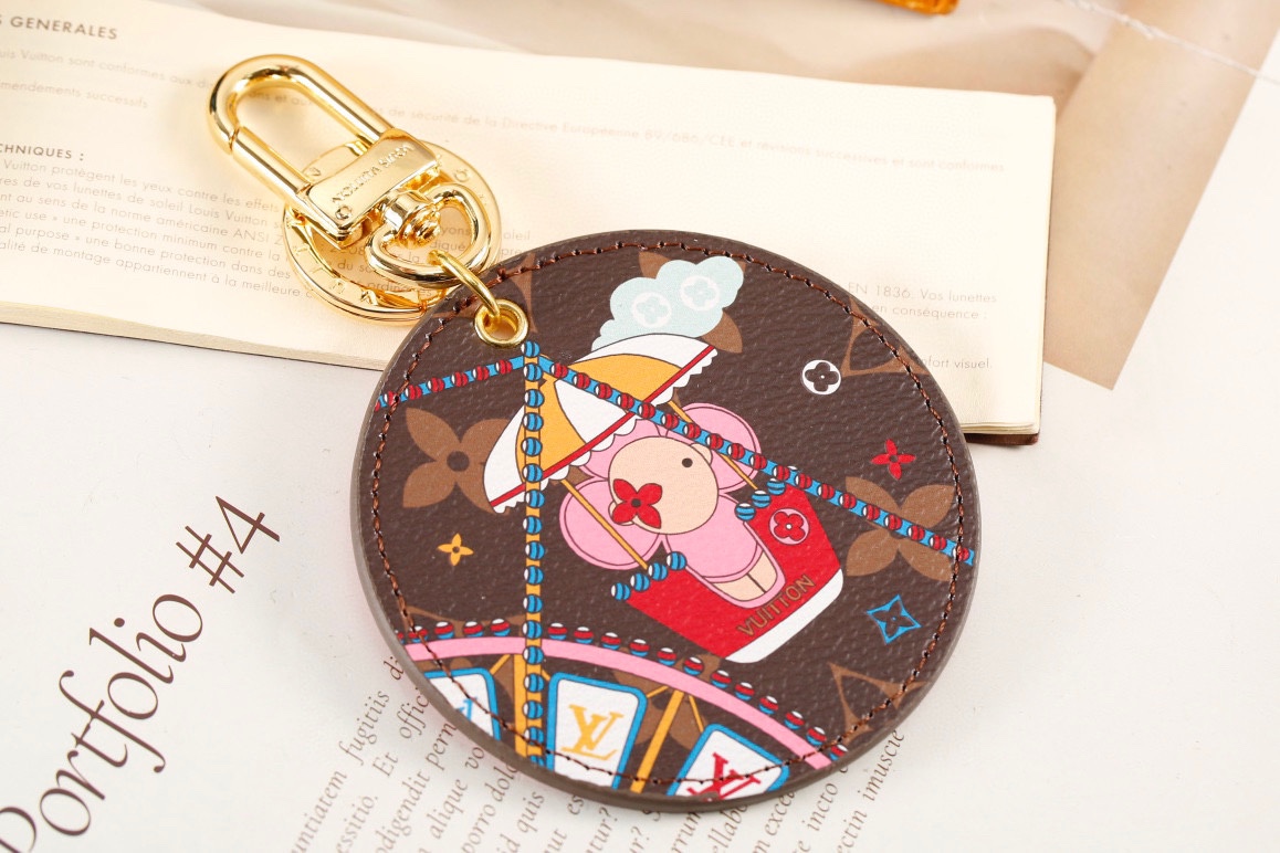 Ferris Wheel Keychain with coffee color sunflower design - front view