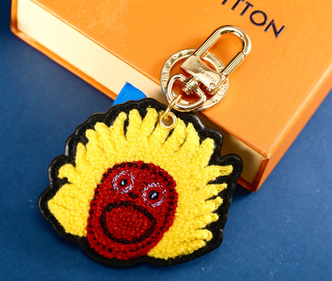 Yellow hair emoji crochet keychain front view