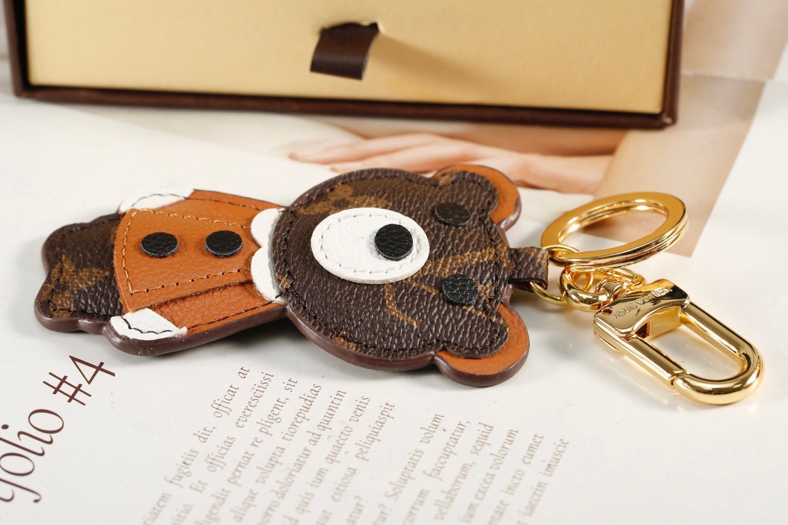 Brown Bear Keychain in use attached to keys