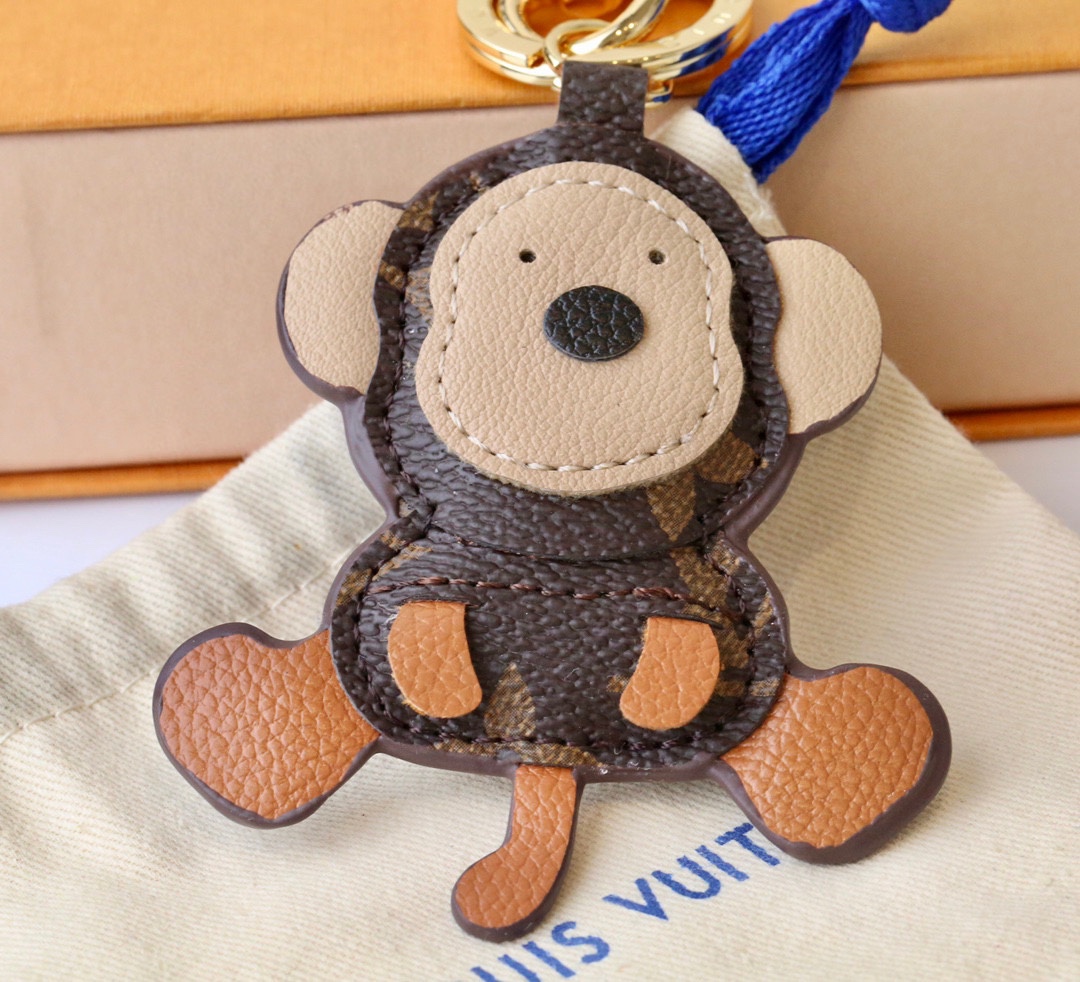 Leather monkey keychain on a bag
