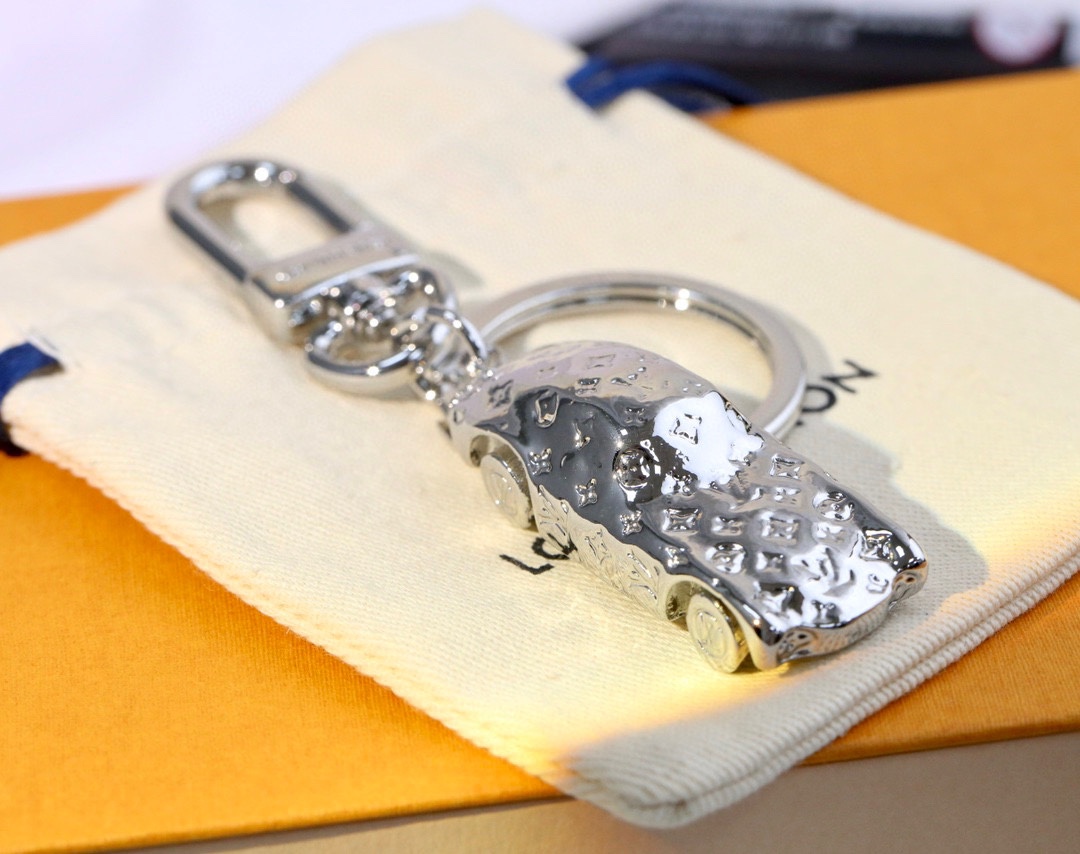 Silver Miniature Car Keychain - Front View