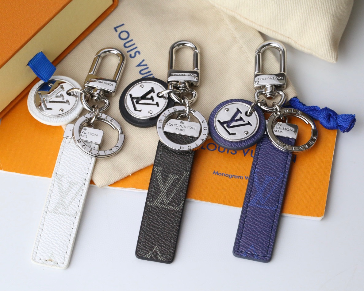 Leather rectangle keychain front view