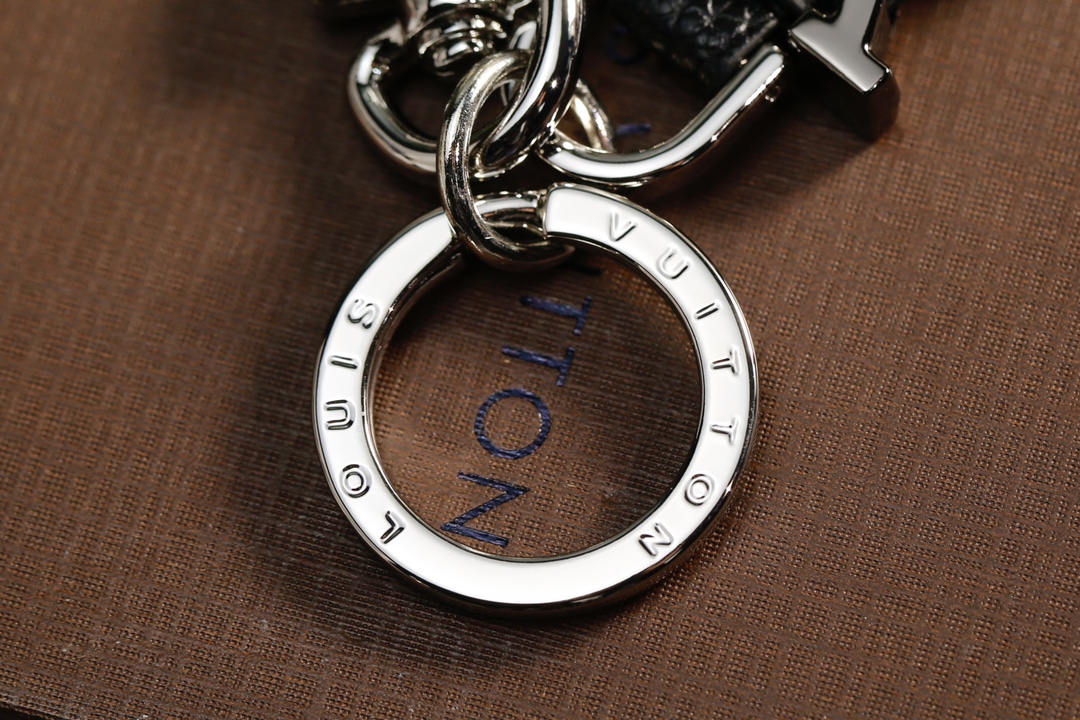Flat lay of the premium leather keychain