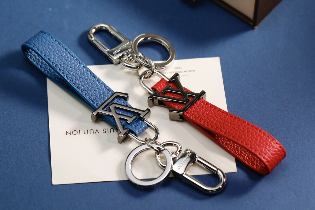 Leather keychain in its packaging