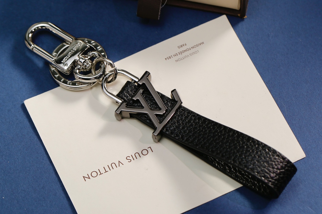 Detail shot of the stitching on the leather keychain
