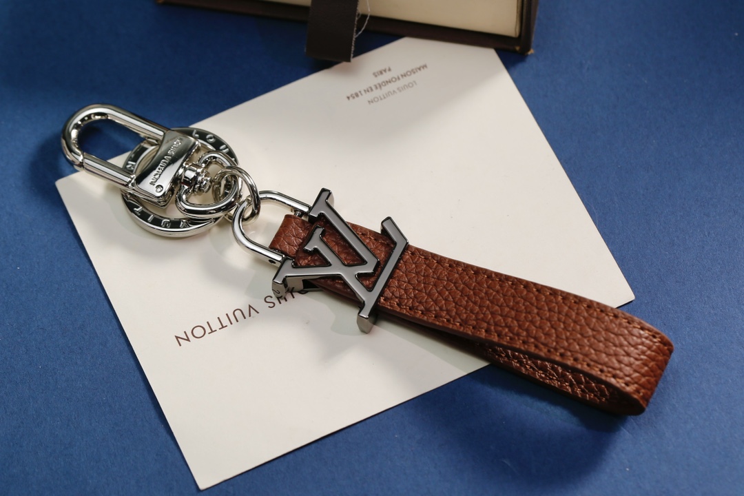 Leather keychain in a hand