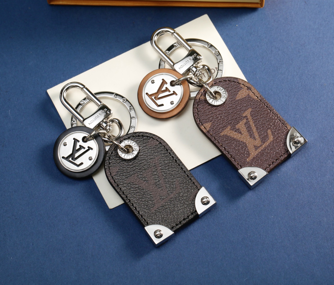 Leather keychain charm front view