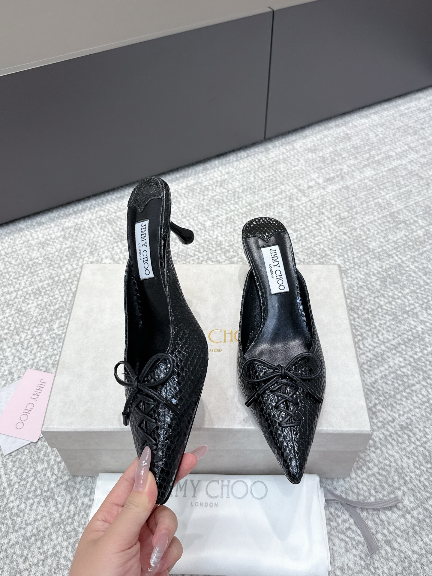Jimmy Choo JimmyCho*•25s新款牛皮高跟凉拖鞋