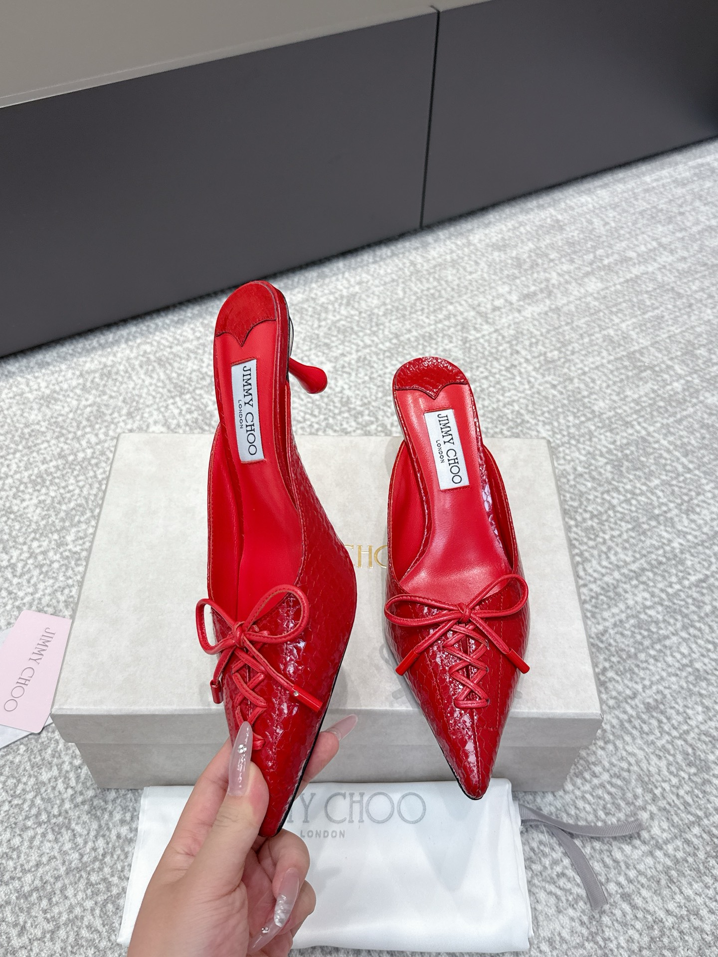 Jimmy Choo JimmyCho*•25s新款牛皮高跟凉拖鞋