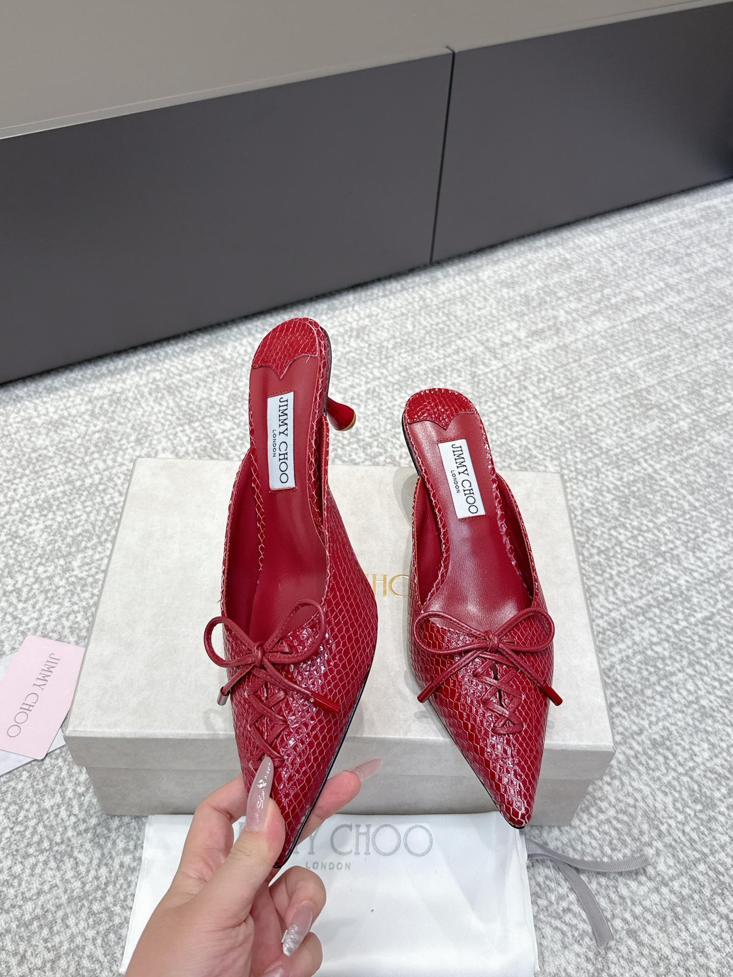 Jimmy Choo JimmyCho*•25s新款牛皮高跟凉拖鞋