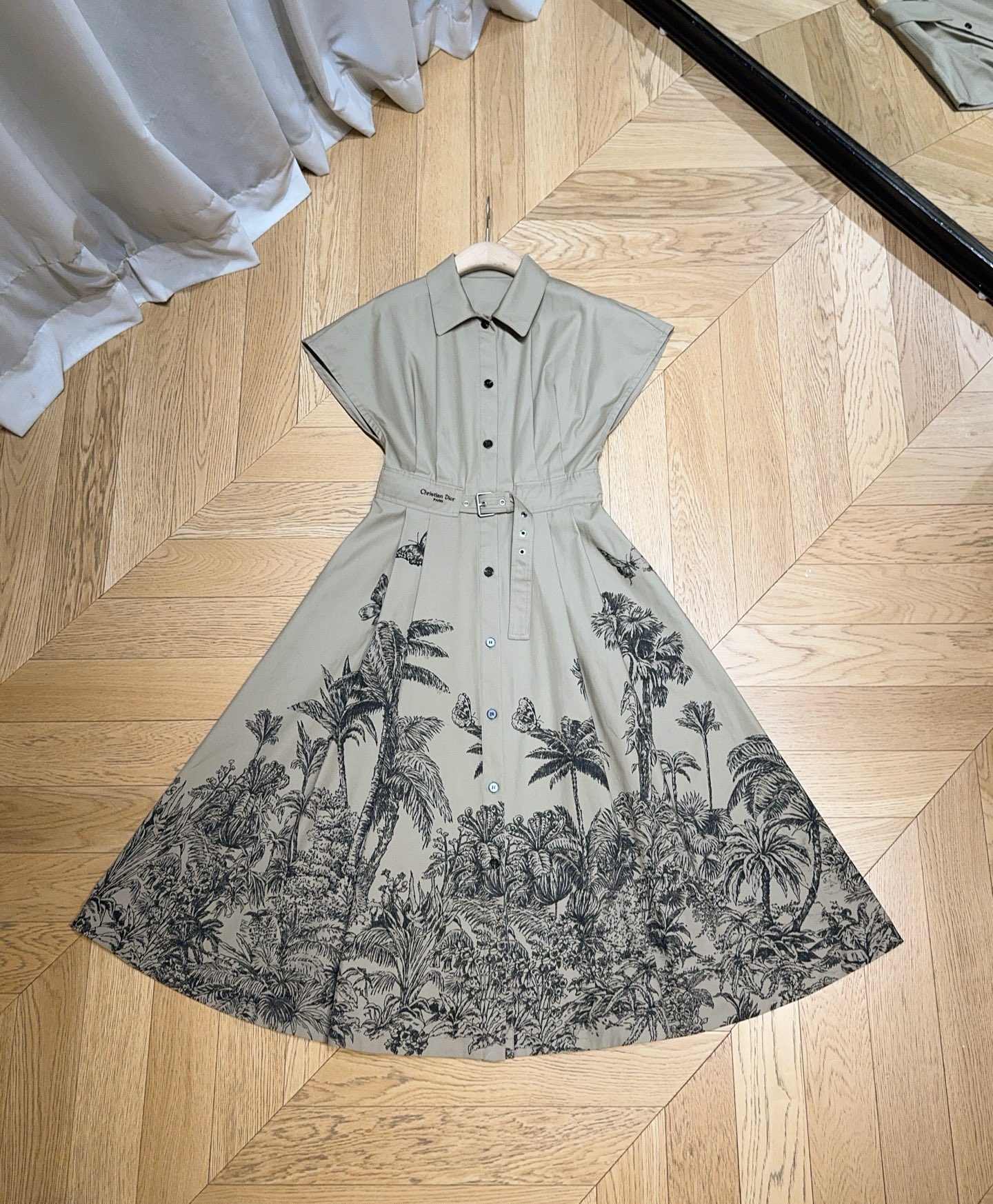 Elegant Cotton Sundress with Tropical Print, Belted Waist and Flared A-Line Skirt 9 i1755752729432 1100 0 7