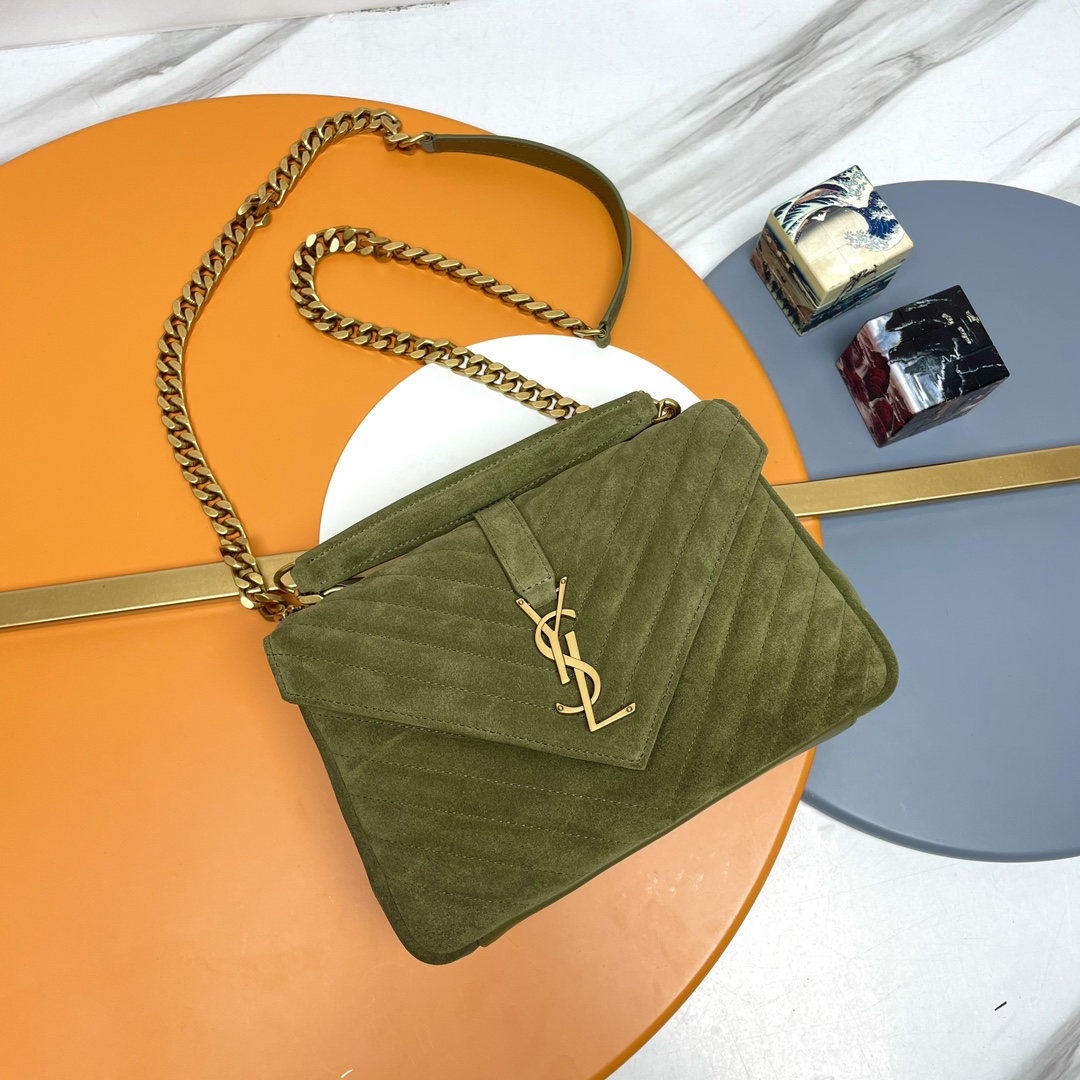 #Monogram college# Olive green suede P timeless messenger bag, hot and explosive style 24cm, street photography artifac…