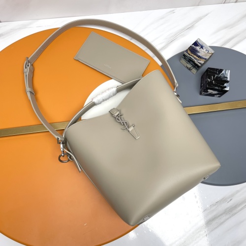 Saint Laurent 730LE 5A7 Series Bucket Bag in Taupe Calfskin Leather 1 Saint Laurent 730LE 5A7 Series Bucket Bag in Taupe Calfskin Leather