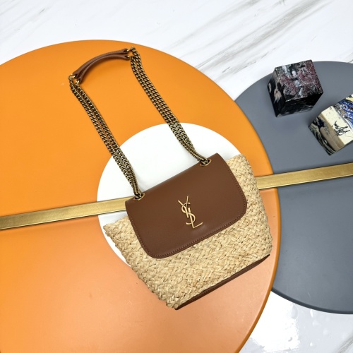 Saint Laurent Raffia and Leather Mini Basket Bag with Chain Strap 1 Saint Laurent Raffia and Leather Mini Basket Bag with Chain Strap