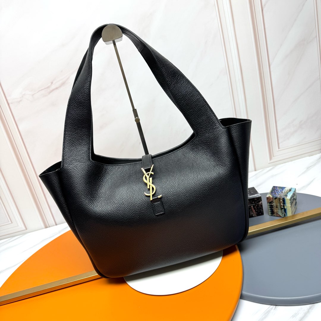 【Piel original de Saint Laurent】🔥🔥Negro/dorado antiguo P Nueva versión tote horizontal del bolso BEA, con cierre de c…