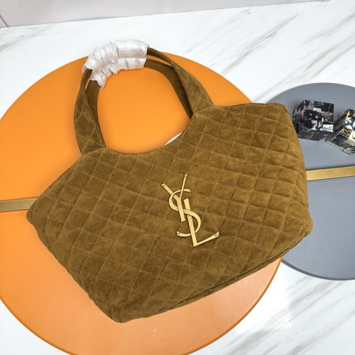 Saint Laurent Icare Small Shopping Bag in Suede Leather with Gold Hardware 1 Saint Laurent Icare Small Shopping Bag in Suede Leather with Gold Hardware