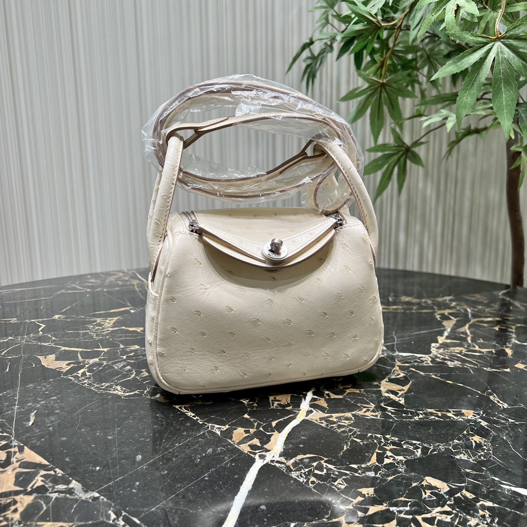 Hermes Lindy Borse Crossbody & Borse a Tracolla Borse Mini Bianco Cuoio di struzzo Mini 1 Hermes Lindy Borse Crossbody & Borse a Tracolla Borse Mini Bianco Cuoio di struzzo Mini