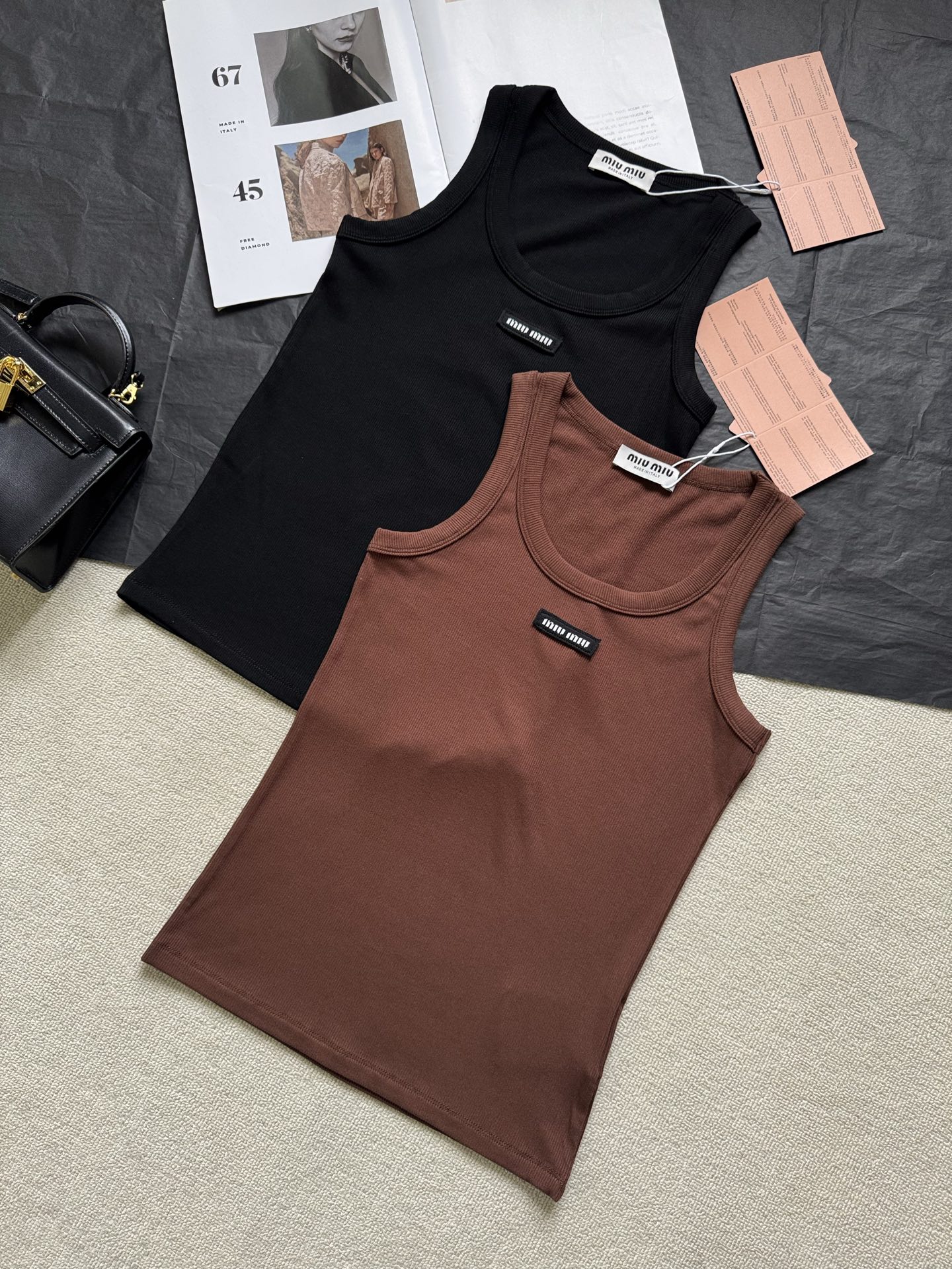 Miu Miu Ribbed Knit Tank Top - Comfortable, Stretchy U-Neck Vest 5 i1740626929432 6015 0 4