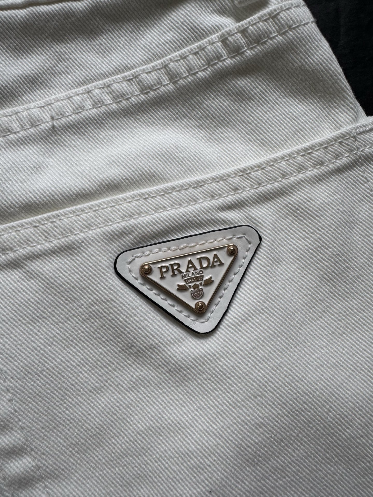 Prada Mini Denim Skirt White A-Line, High-Waisted with Triangle Logo 4 i1740975393839 1623 0 2