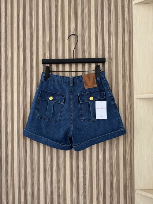 Valentino Denim Shorts Retro High-Waisted Washed Blue with Cargo Pockets 1 Valentino Denim Shorts Retro High-Waisted Washed Blue with Cargo Pockets