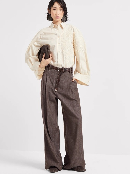 Chocolate Brown Wide Leg Jeans, High Waist Pleated Denim Pants for Women 1 Chocolate Brown Wide Leg Jeans, High Waist Pleated Denim Pants for Women